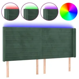 zaglowek-do-lozka-z-led-ciemnozielony-203x16x118-128cm-aksamit