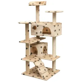 drapak-dla-kota-125-cm-bezowy-ze-wzorem-w-kocie-lapki