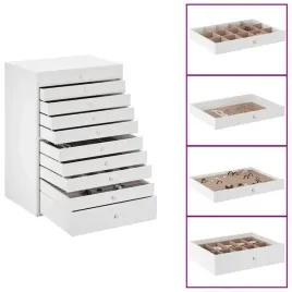 pudelko-na-bizuterie-10-warstwowe-z-uchwytami-na-zegarki-biale-29x20