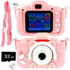 aparat-cyfrowy-kompaktowy-dla-dzieci-rozowy-kotek-karta-pamieci-32gb