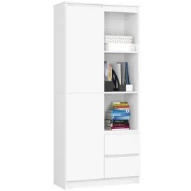 regal-stojacy-r11-80-cm-biurowy-1-drzwi-2-szuflady-7-polek-ksiazki-bialy