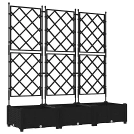 donica-ogrodowa-z-trellem-3-pcs-czarny-120-x-40-x-125-5-cm-pp