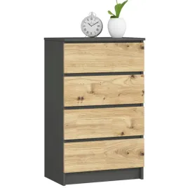 komoda-do-salonu-klasyczna-60-cm-4-szuflady-bezuchwytowa-grafit-dab-artisan
