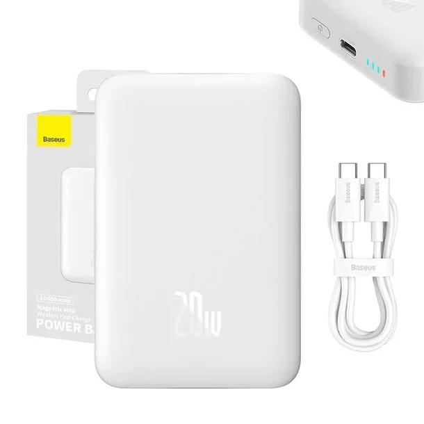 Baseus PPCX070002 Magnetic Mini 10000mAh 20W MagSafe Overseas Edition Biały