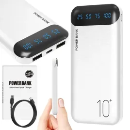 powerbank-10000mah-24a-2usb-usb-c-szybki-wydajny-power-bank-led-bialy