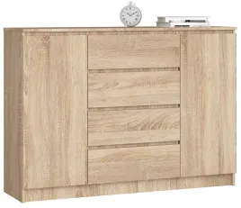 komoda-z-polkami-140-cm-2-drzwi-4-szuflady-pojemna-bezuchwytowa-dab-sonoma