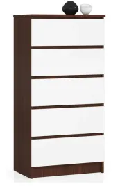 komoda-do-salonu-waska-60-cm-5-szuflad-szafka-bezuchwytowa-wenge-biala