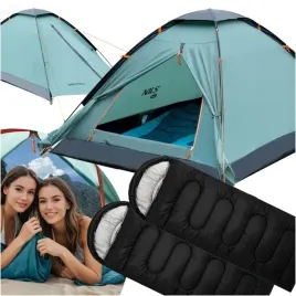 namiot-kempingowy-wodoodporny-2x-spiwor-turystyczny-letni-zestaw-2-osobowy