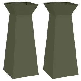 donica-slupowa-2-pcs-oliwkowy-40-x-40-x-100-cm-stal