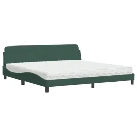 lozko-z-materacem-200x200-cm-ciemnozielone-aksamitne-3-warstwowe