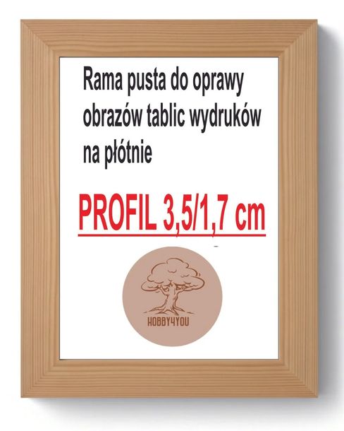 RAMKA DREWNIANA 50x60 listwa 3,5/1,7cm RAMA pusta do obrazów lustra