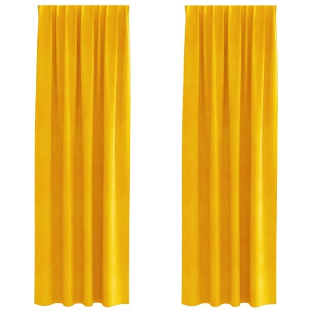 Zasłony 2 pcs musztardowo żółty 140 x 245 cm Aksamit