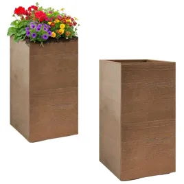 donica-na-kolkach-brazowe-drewno-30x30x60-cm-slupek-na-taras-kwietnik