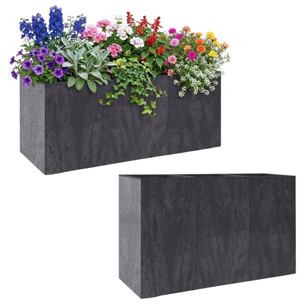DONICA NA KÓŁKACH CZARNY BETON 90x30x60 cm kwietnik skrzynka na taras loft
