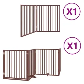 skladana-bramka-dla-psa-z-drzwiami-6-paneli-brazowa-480-cm