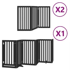 skladana-bramka-dla-psa-z-drzwiami-12-paneli-czarna-600-cm