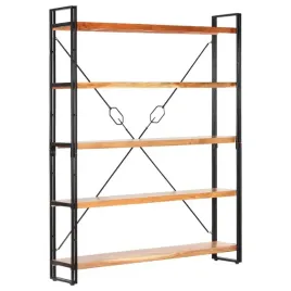 regal-na-ksiazki-industrialny-z-litego-drewna-akacjowego-i-stali-140x30