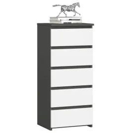 komoda-wysoka-do-salonu-cl5-40-cm-5-szuflad-szafka-waska-grafit-szary-biala