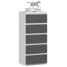 komoda-wysoka-do-salonu-cl5-40-cm-5-szuflad-szafka-waska-biala-grafit-szary