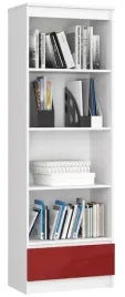 regal-60-cm-4-polki-1-szuflada-czerwony-polysk