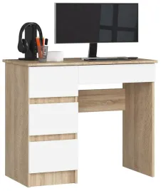 biurko-do-pracy-dab-sonoma-biale-4-szuflady-90-cm