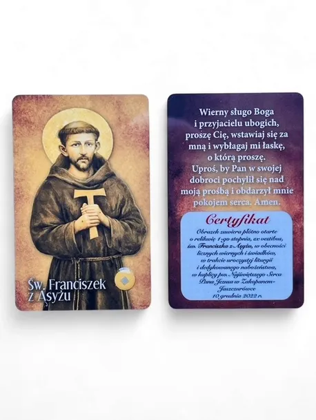 Karta Św. Franciszek z Asyżu + relikwie