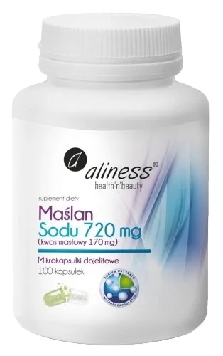 Aliness Maślan Sodu 720 mg (Kwas masłowy 170 mg) 100 kapsułek VEGE