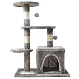 drapak-dla-kota-drzewko-slupek-szary-4-poziomy-80cm-domek-zabawki