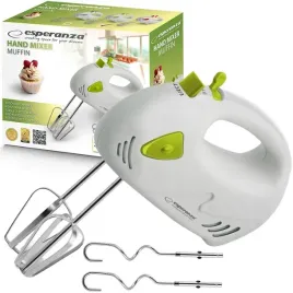 esperanza-mikser-robot-reczny-kuchenny-muffin-150w-bialy-zielony-7-biegow