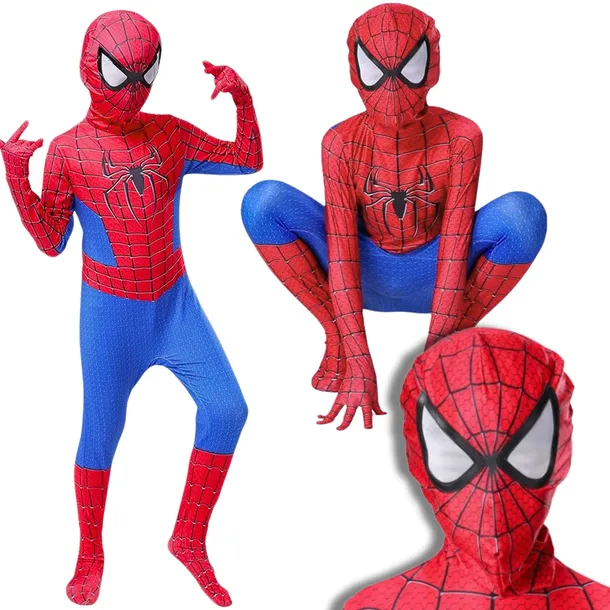 STRÓJ KOSTIUM PRZEBRANIE SPIDER CZŁOWIEK PAJĄK SKIN NA BAL KARNAWAŁ 134 140