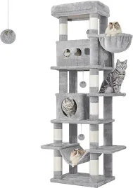 duzy-drapak-dla-kota-wielopoziomowy-2-budki-pompony-pluszowy-szary-170cm