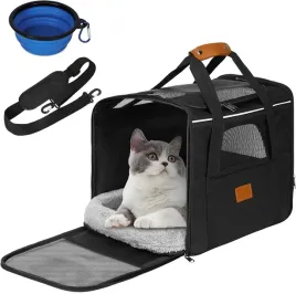 torba-transprtowa-dla-kotow-oddychajacy-transporter-pasek-miska-czarna
