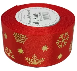 wstazka-metal-sniezynki-38mm-18mb-czerwona-zloto-wtssl38-050