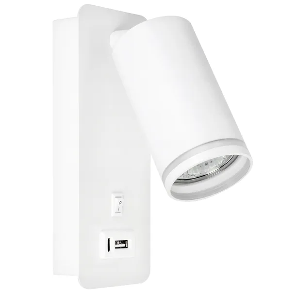 Lampka do czytania NOCNA Kinkiet ścienny LED GU10 Z USB C biała