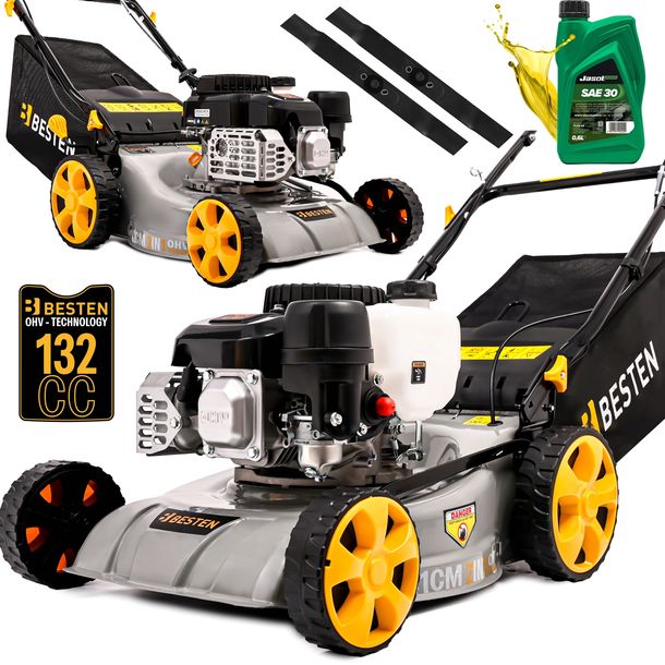 MOCNA KOSIARKA SPALINOWA DO TRAWY Z NAPĘDEM OHV 132CC 41CM OLEJ LEKKA 2XNÓŻ