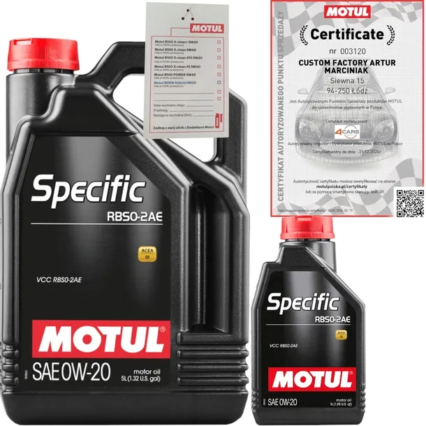 MOTUL SPECIFIC RBS0-2AE 0W20 6L VOLVO VCC RBS0-2AE + ZAWIESZKA