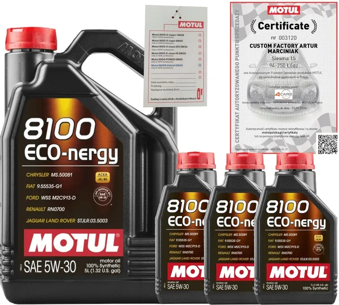 MOTUL 8100 ECO-NERGY 5W30 A5/B5 8L FORD WSS-M2C913-D + ZAWIESZKA