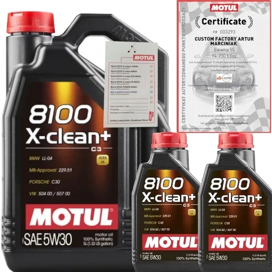 MOTUL 8100 X-CLEAN+ 5W30 C3 5L BMW LL-04 VW 504 00/ 507 00 + ZAWIESZKA