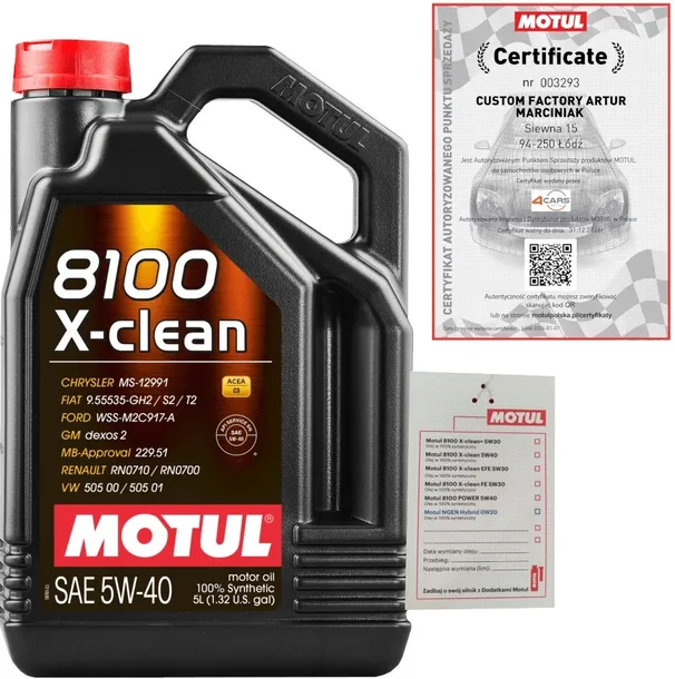 MOTUL 8100 X-CLEAN 5W40 C3 5L RN0710 RN0700 FORD WSS-M2C917-A + ZAWIESZKA