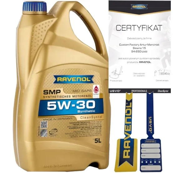 RAVENOL SMP 5W30 10L BMW LL-04 VW 504 00 VW 507 00 MB 229.51 + ZAWIESZKA