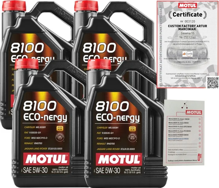 MOTUL 8100 ECO-NERGY 5W30 A5/B5 7L RN0700 FORD WSS-M2C913-D + ZAWIESZKA