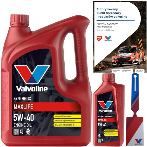 VALVOLINE MAXLIFE 5W40 7L VW 502 00/ 505 00 MB 229.3 + ZAWIESZKA