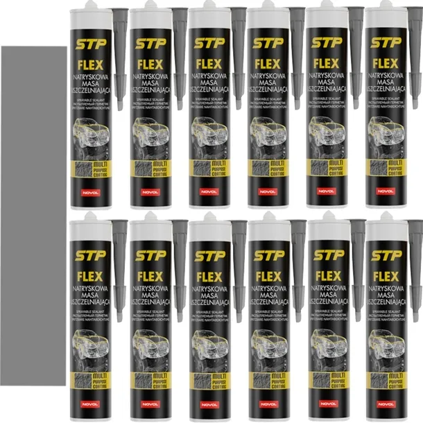 NOVOL STP FLEX NATRYSKOWA MASA 6x 290ml SZARA + PISTOLET STP NOVOL