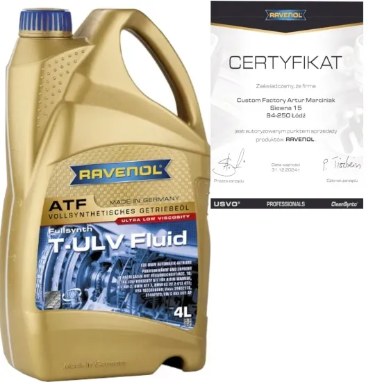 RAVENOL ATF T-ULV FLUID 4L - OLEJ PRZEKŁADNIOWY VW G 053 001 A2