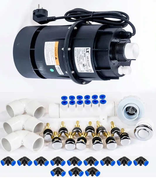 ZESTAW POMPA POWIETRZA 400W WRAZ Z DYSZAMI MOSIĘŻNYMI DO JACUZZI, BALI