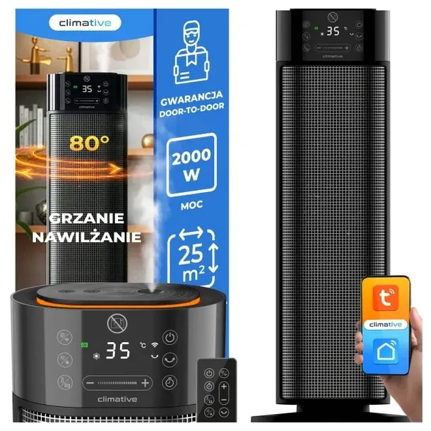 Termowentylator z nawilżaczem farelka 2w1 2000W Mistiq WiFi PTC ECO Pilot