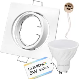 zestaw-led-gu10-5w-oprawa-halogen-biala-kwadrat
