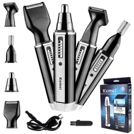 maszynka-trymer-4w1-do-wlosow-brody-nosa-brwi-kemei-4-nakladki-szczotka