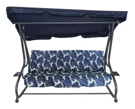 hustawka-ogrodowa-siedzisko-textylina-2x1-wzor-liscie-granatowa
