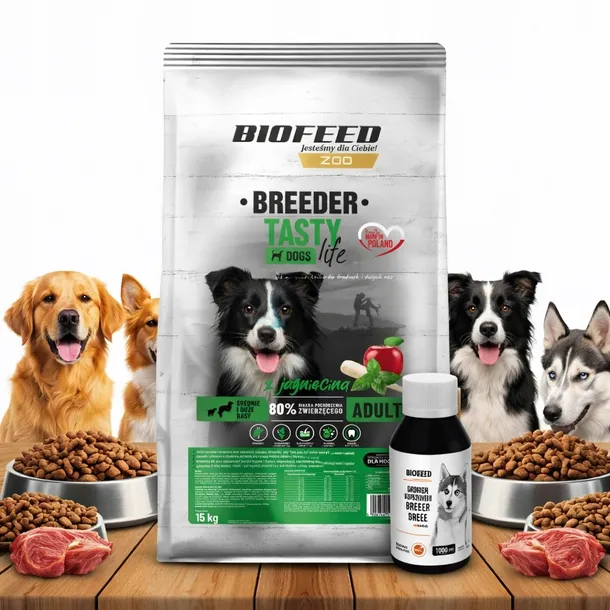 SUCHA KARMA DLA PSA PO STERYLIZACJI BIOFEED Z JAGNIĘCINĄ 15KG + GRATISY